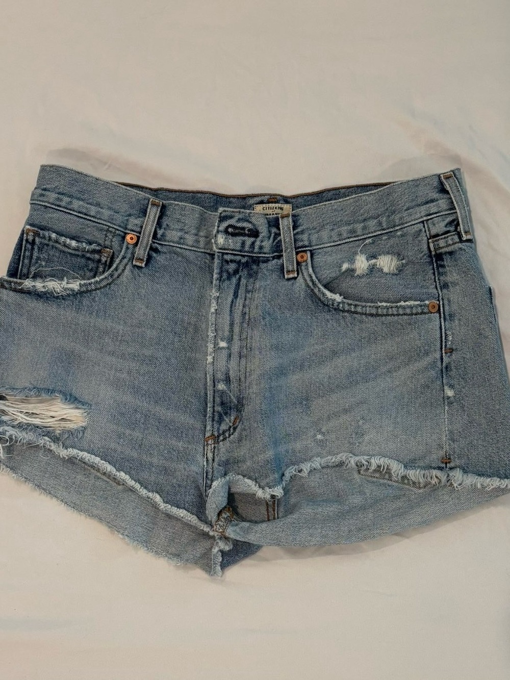 Denim Distressed Cutoff Shorts - Light Blue
